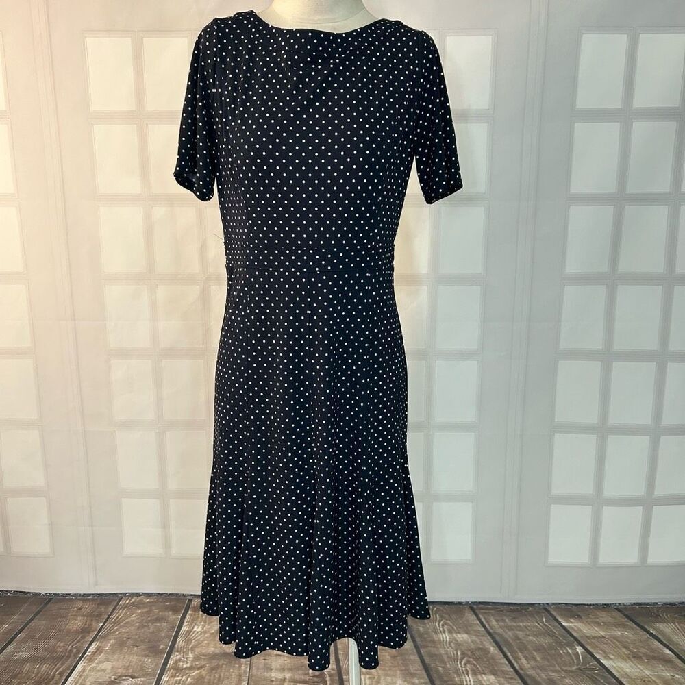 Talbots short sleeve black white Polka Dot Dress Size 6